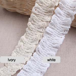 Premium Quality 1yds Broderie Anglaise gathered eyelet lace trim 1.2"(3cm) YH1353a laceking2013 made in Korea