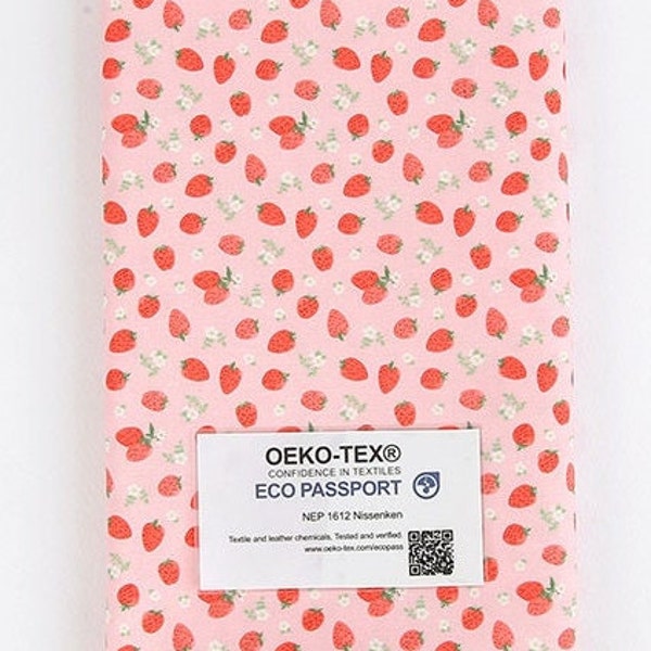 Premium Quality OEKO Tex Certified Cotton Fabric by the Yard ECO Friendly 44" Wide SY Mini Strawberry made in Korea