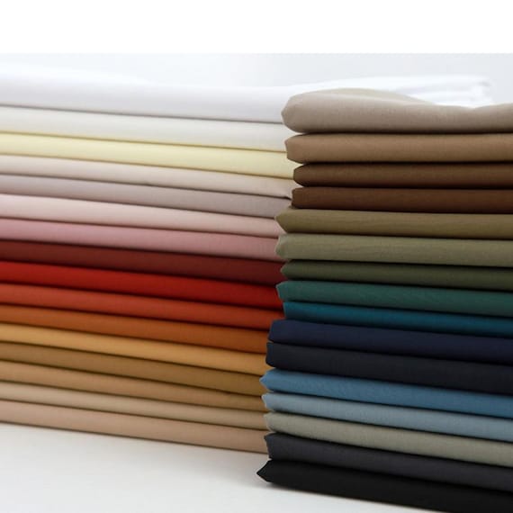 Solid Cotton Twill Fabric by the Yard, 57" Wide, 32 Colors, Medium Weight laceking2013
