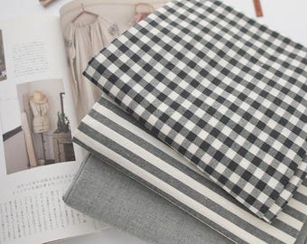 Black White Gingham Cotton Fabric by the Yard 63" Wide Soft Lightweight Stripe Solid Check Fabric for Dress Shirt Sewing Minimal Fabric