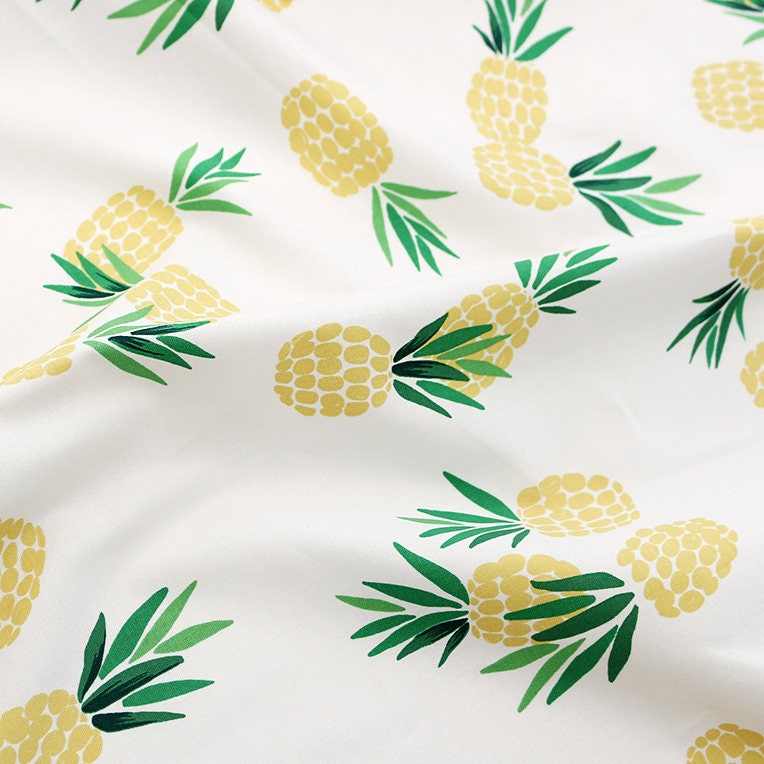 Cotton Fabric Pineapple Fabric by the Yard 44 Wide Cozy Etsy