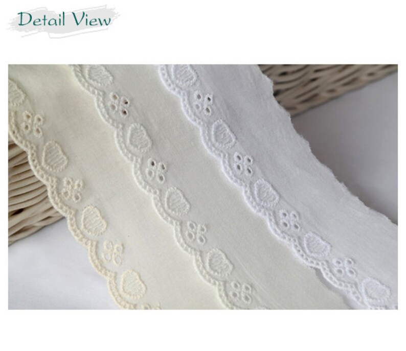 Premium Quality 14Yds Broderie Anglaise cotton eyelet lace trim 1.43.6 cm YH1438 laceking2013 made in Korea image 3