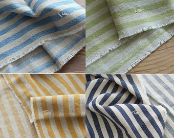 Cotton Linen Fabric mustard yellow stripe by the Yard 44&quot; cozy yellow stripe laceking 2013