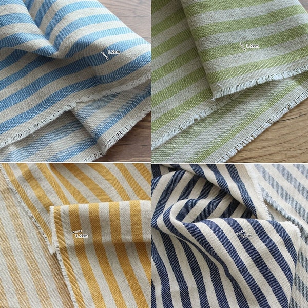 Premium Quality Cotton Linen Fabric mustard yellow stripe by the Yard 44" cozy yellow stripe laceking 2013