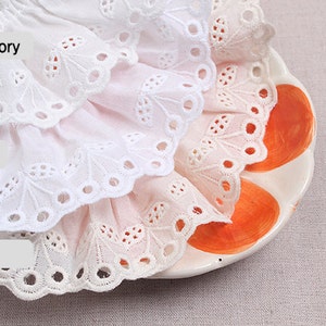 Premium Quality 1yds Broderie Anglaise gathered eyelet lace trim 2.5" white YH1060a laceking2013 made in Korea