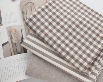 Brown Gingham, Stripe and Solid Yarn Dyed Cotton Fabric by the Yard, 63 Inches Wide