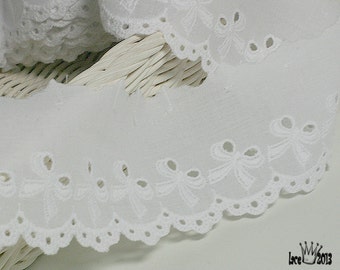 Premium Quality 1yard Embroidery scalloped cotton eyelet lace trim  2.2" (5.5cm) YH590 laceking2013 made in Korea