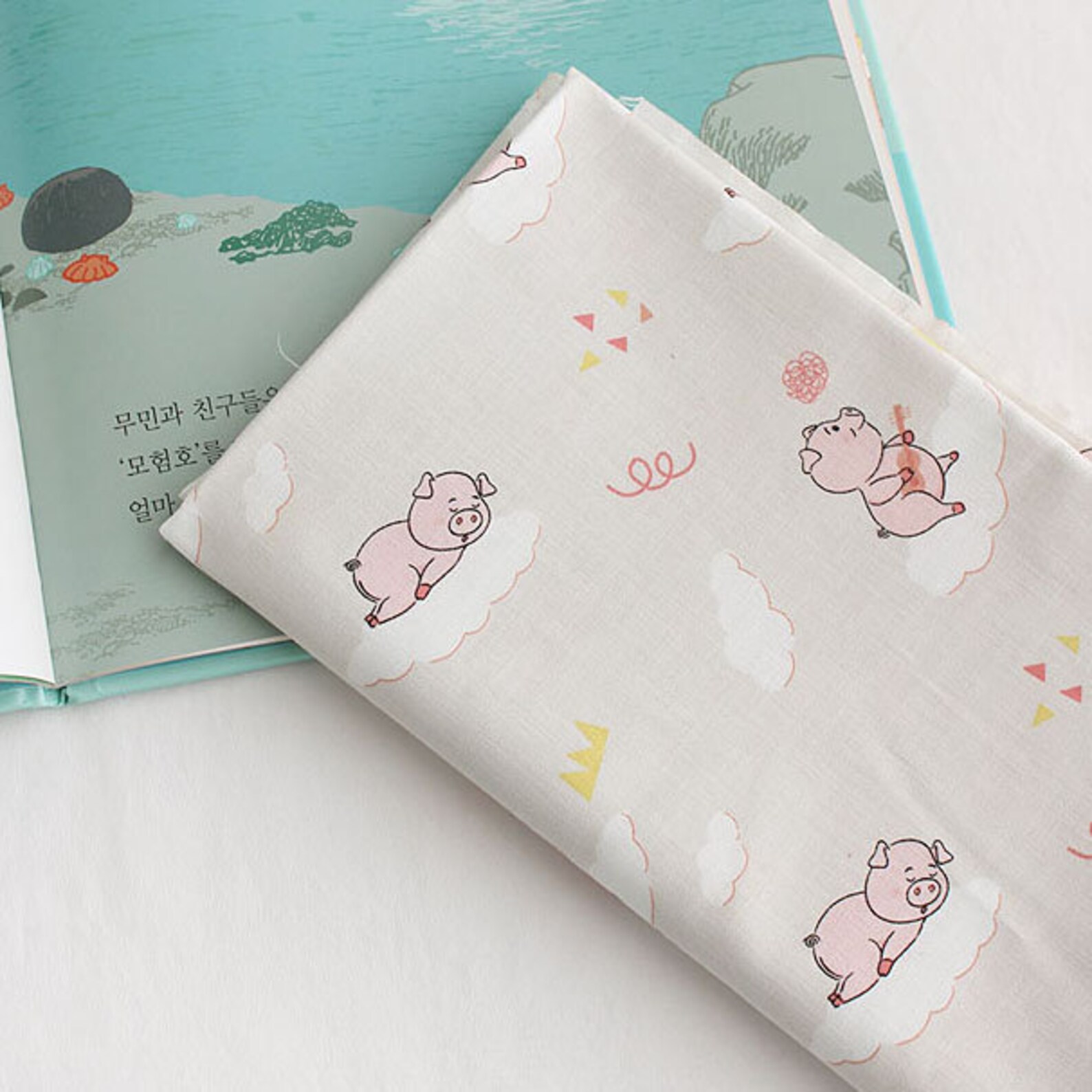 Cotton Fabric by the Yard Pig Fabric 44 Wide Cozy Pig Etsy