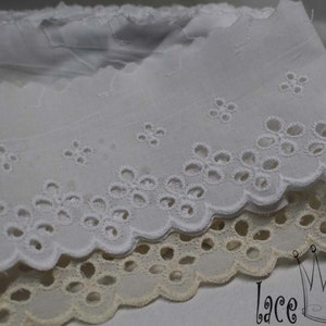 Premium Quality 10 + free 4yds Embroidery scalloped cotton eyelet lace trim 2.5"(6.5 cm) YH609 laceking2013 made in Korea