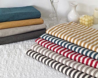 Premium Cotton Stripe Fabric by the Yard 100% Woven Cotton 20s Solid Stripe Textile for Sewing, Quilting, Clothing, Home Decor made in Korea