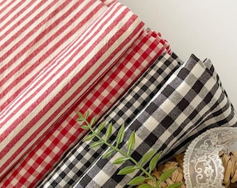 Red and Black Check Fabric by the Yard, 4mm and 9mm Gingham, Stripe, 63" Wide laceking2013