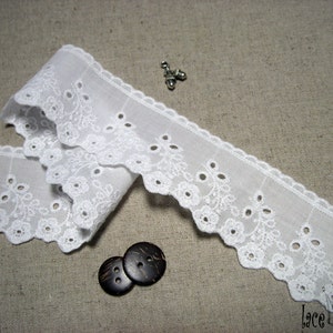 Premium Quality Broderie Anglaise Cotton Eyelet Lace Trim 2"(5 cm) WHITE YH1476 laceking2013 made in Korea