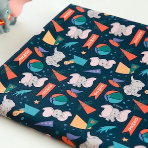 Disney Cotton Fabric by the Yard 44" Wide Schreiner Calender Cartoon Character 44" Wide SG Retro Dumbo made in Korea