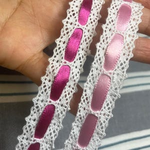 Torchon Crochet knit lace Trim by the Yard Ribbon Inserted 0.7"(1.9cm) White Black Natural Ivory YH015 laceking2013 made in Korea image 11