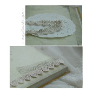 2 yards Broderie Anglaise Cotton Vintage Eyelet Ribbon Lace Trim Ivory 1.5 cm ( 0.6&quot;) YH Heart Flower Made in Korea