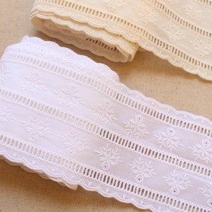 Premium Quality Broderie Anglaise Cotton Eyelet Lace Trim by the yard 3"(7.5cm) YH1310 made in Korea
