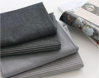 Tela de algodón a rayas grises y negras por metro, 150 cm de ancho. Tela coreana para vestidos, camisas, pantalones, bolsos y decoración del hogar. laceking2013