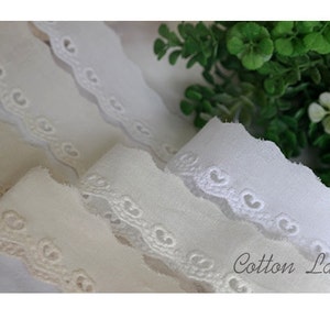 Premium Quality 14yard Broderie anglaise scallop cotton lace trim 1"(2.5cm) yh1449s laceking made in Korea