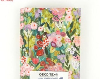 Tela de algodón floral colorida por metro, estampado floral digital ecológico, tela coreana de 112 cm para acolchado, ideal para vestidos, bolsos y decoración del hogar.