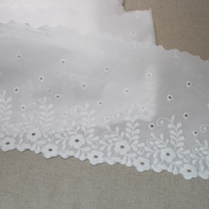 Premium Quality Embroidery Cotton Eyelet Lace Trim By the Yard Off White (6.3") 16cm Vine Flower SH37 laceking