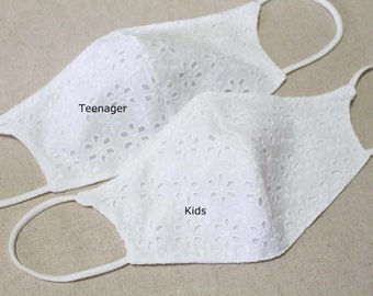 Kids Face mask Teenager face mask yh1522 Washable Reusable Cotton Eyelet lace fabric lcaeking2013