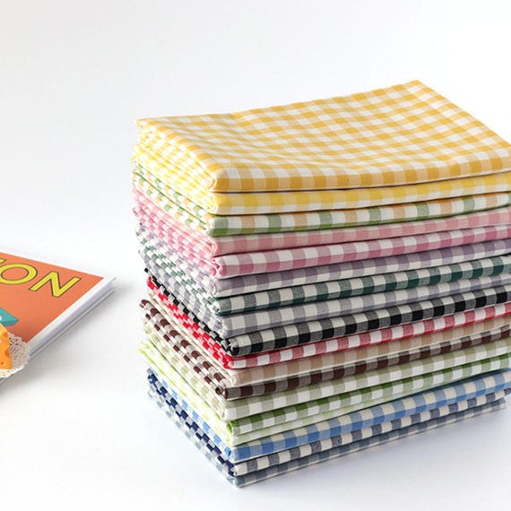9mm Gingham Check Cotton Fabric by the Yard, 44 Inches Wide