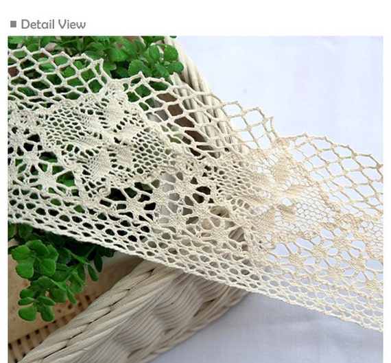 1Y vintage cotton lace Crochet trim 2.66.5cm Natural Etsy