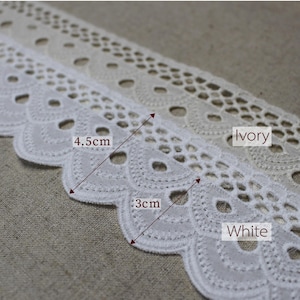 Premium Quality 14Yds Embroidery scalloped Vintage wedding  cotton eyelet lace trim 1.7"(4.5 cm) YH808 laceking2013 made in Korea