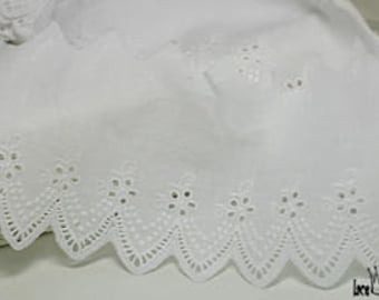 6yds Ivory Poly Cotton Eyelet Lace Trim 4.4 Wide.