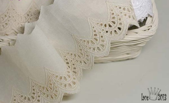 14Yds Broderie Anglaise Cotton Eyelet Lace Trim 9cm YH1327 White 14Yds Broderie Anglaise Cotton Eyelet Lace Trim 9cm YH1327 White