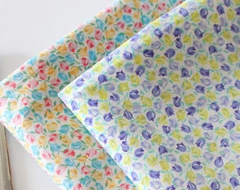 Tulip Pastel Floral Cotton Fabric, Small Floral, Ditsy Flower Print Fabric, Vintage Style Fabric, 20s Cotton or 60s Lightweight Cotton