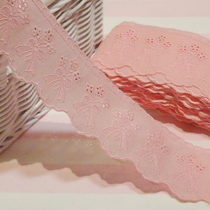 Premium Quality 14Yds Broderie Anglaise eyelet cotton lace trim 1.8" Pink  YH943 laceking2013 made in Korea