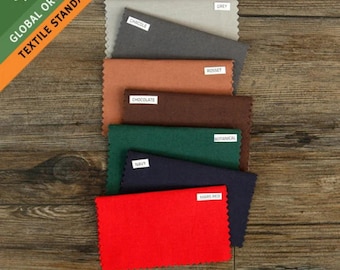 GOTS Certified 100% Organic Cotton Fabric by the Yard, Solid 44" Wide, 7 Colors, Korean Woven Fabric for Sewing & Quilting