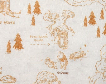 Disney Cotton Fabric by the Yard Pooh Character Fabric 44&quot; Wide Pooh Map Laceking