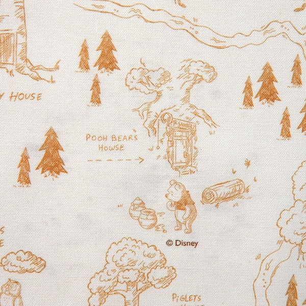 Premium Quality Disney Cotton Fabric by the Yard Pooh Character Fabric 44" Wide Pooh Map Laceking made in Korea
