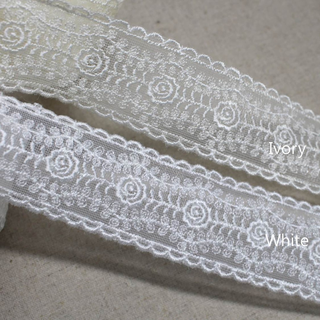 14yds Vintage Wedding Ribbon Broderie Anglaise Embroidery Tulle Eyelet ...