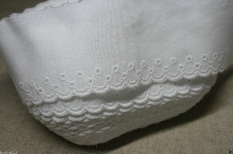 10 free 4yds Broderie Anglaise Eyelet lace trim White 1.84.5cm YH1479 laceking2013 made in Korea image 3