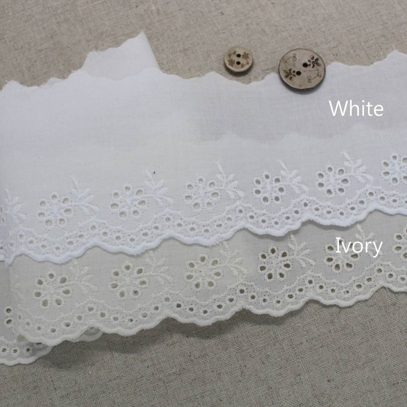 14Yds Embroidery scalloped cotton eyelet lace trim 2.87cm YH1440 laceking2013 made in Korea image 1
