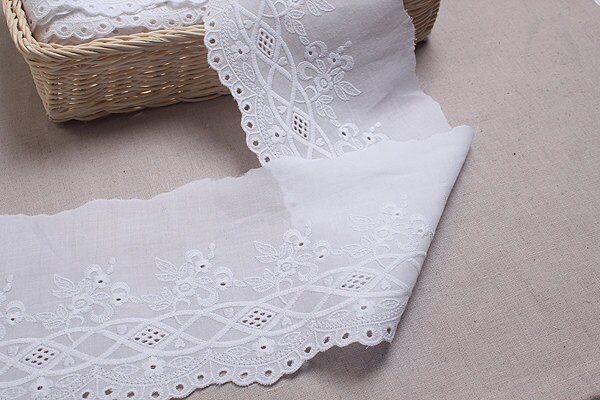 1Yds Embroidery scalloped cotton eyelet lace White 5 | Etsy