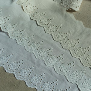 Premium Quality 14Yds Broderie Anglaise cotton eyelet lace trim 2.87 cm YH1553 laceking2013 made in Korea image 1