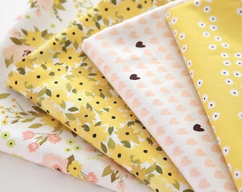 Sweet Heart Cotton Fabric, Tiny Peach Brown Heart Print by the Yard, 44" Wide Korean Fabric for Baby Pajama Bedding