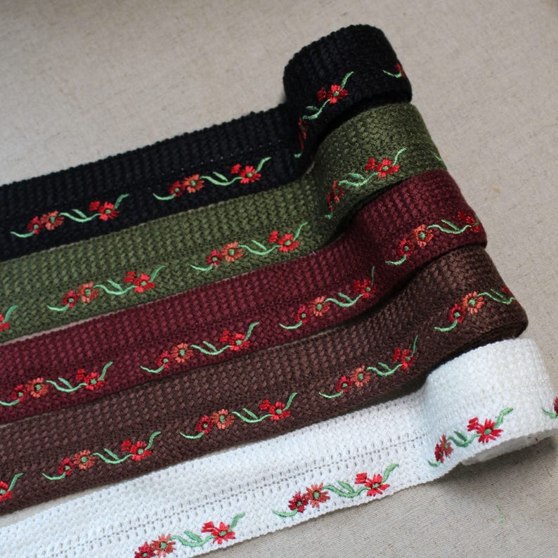 Embroidered Knitting Bias Tape Poly Cotton Trim Fold Etsy