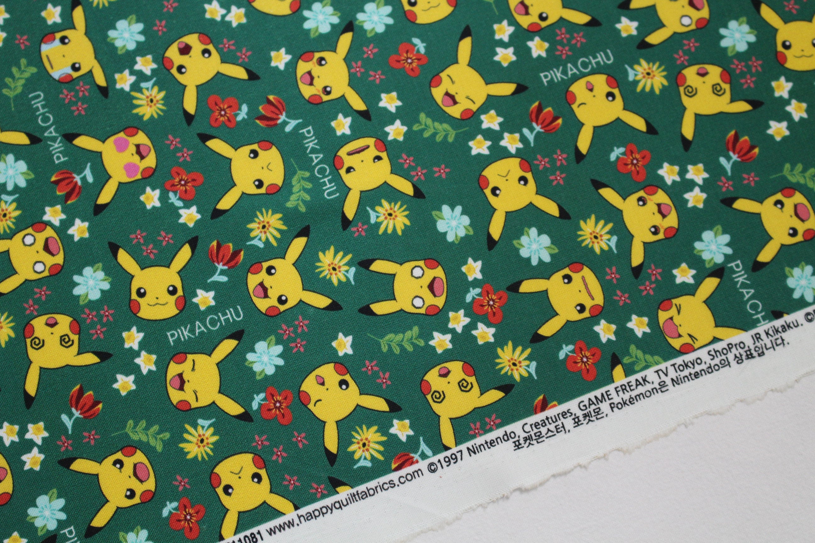Half Yard Pokemon Fabric Pikachu 2 Color Character Fabric - Etsy Hong Kong