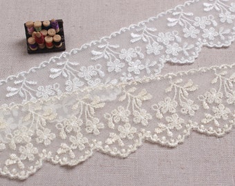 14Yds Embroidery scalloped mesh eyelet lace trim 4cm YH979 laceking2013