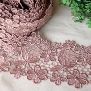Premium Quality 1yds Broderie Anglaise Venice lace trim 3.1"(8cm) Brown YH1099 laceking2013 made in Korea