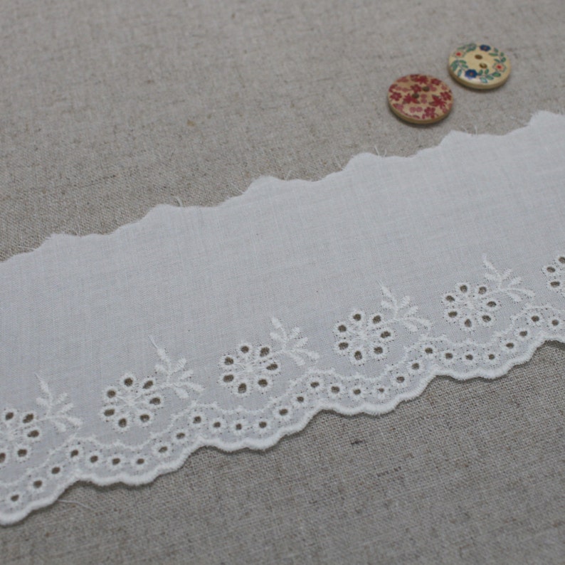 14Yds Embroidery scalloped cotton eyelet lace trim 2.87cm YH1440 laceking2013 made in Korea image 5