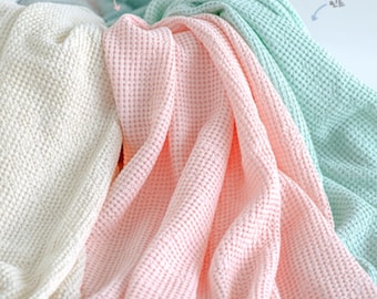 Modal Cotton Waffle Fabric by the Yard, Soft Washed Blanket Fabric, 150cm Wide laceking2013