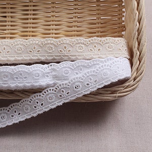 Premium Quality 10+free 4yds Embroidery cotton ribbon eyelet lace trim 0.8"(2cm) YH919 laceking2013 made in Korea