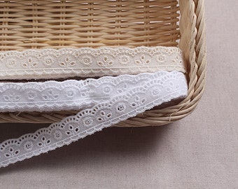 10+free 4yds Embroidery cotton ribbon eyelet lace trim 0.8"(2cm) YH919 laceking2013 made in Korea