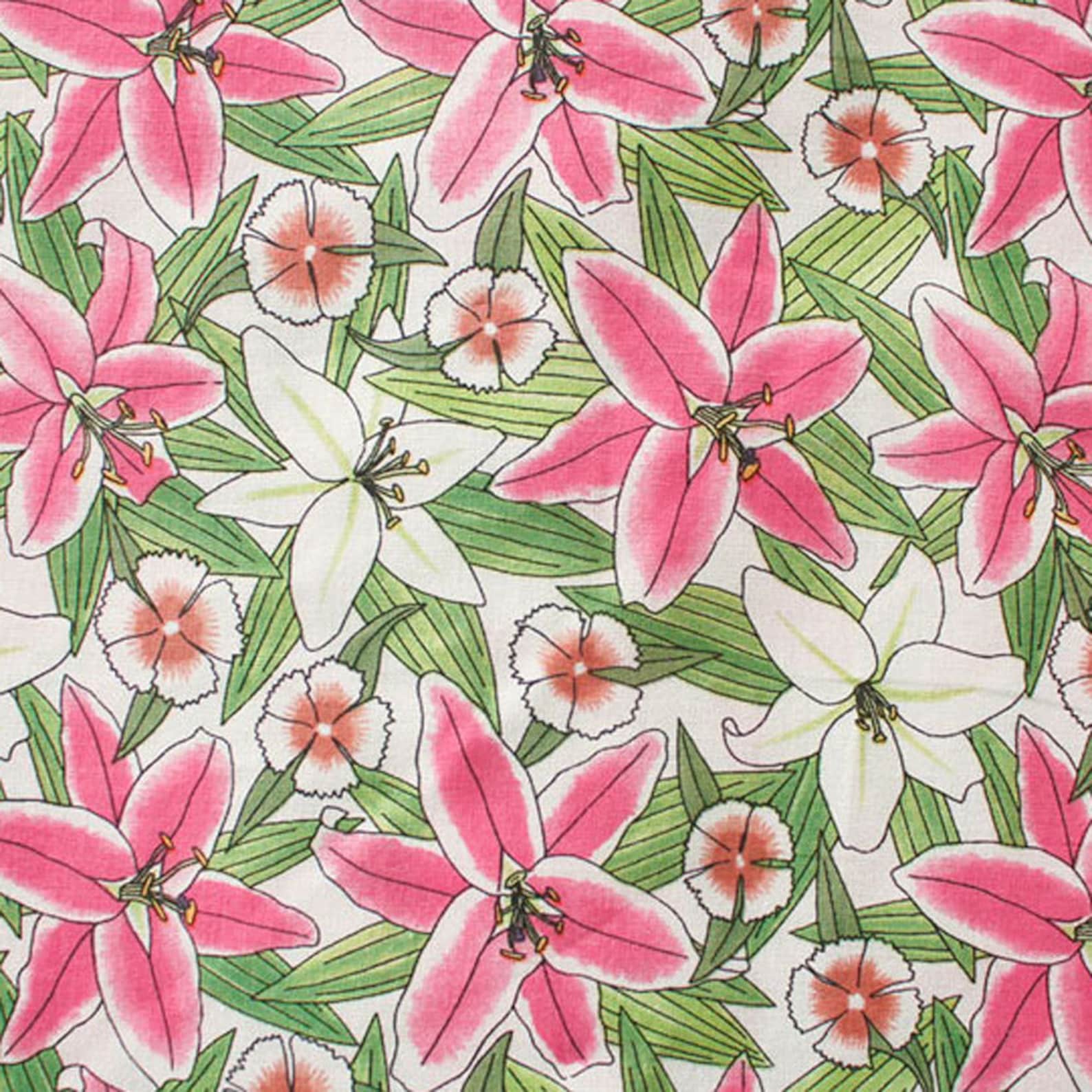 Cotton Fabric Lily Flower Fabric by the Yard 44 Wide - Etsy